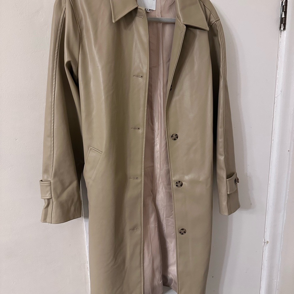 Faux leather trench